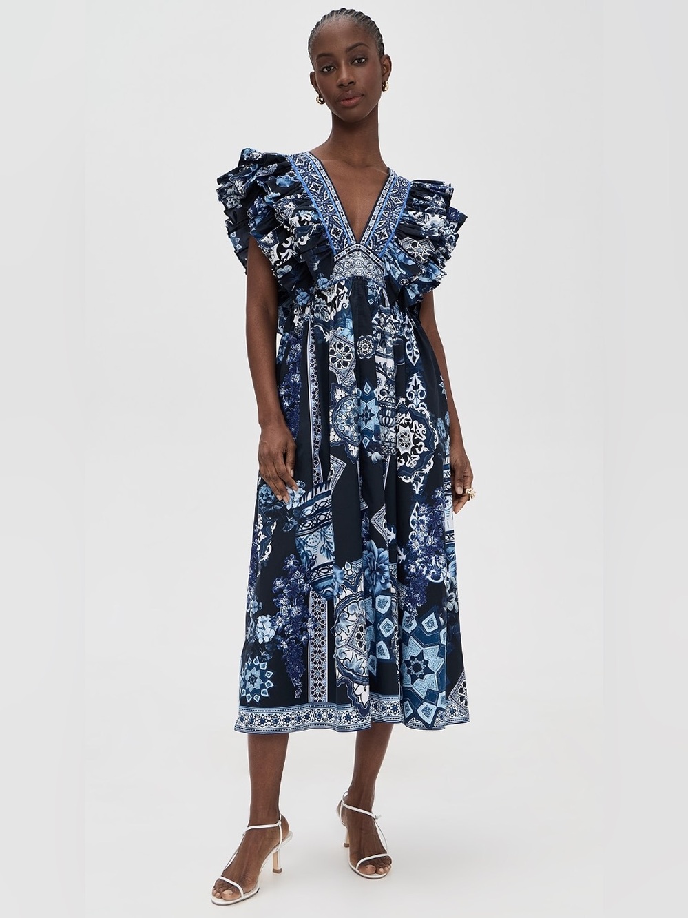 Camilla Double Frill Sleeve Midi Dress